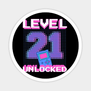 Retro Level 21 Unlocked Shirt 21st Video Gamer Birthday Gift Magnet